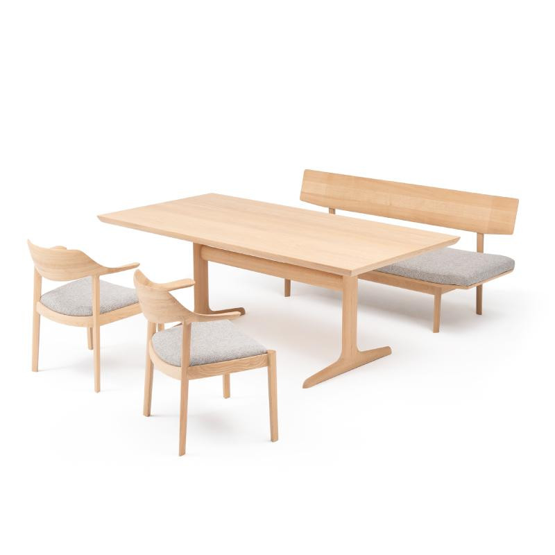 
            旭川家具 カンディハウス WING LUX LD T脚テーブル180×90 サイドチェアー ベンチ_02041
          