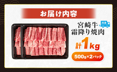 数量限定 宮崎牛 霜降り 焼肉 計1kg 肉質等級4等級以上 牛肉 黒毛和牛 国産 食品 おかず 最高級 ブランド牛 焼き肉 BBQ バーベキュー キャンプ 人気 おすすめ 記念日 贈り物 お取り寄せ