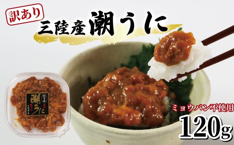 
            【ミョウバン不使用】 国産 訳あり 潮ウニ 120g ミョウバン不使用 無添加 無着色 冷凍 訳あり うに ウニ 雲丹 寿司 汐うに 塩うに 潮うに 小分け ウニ丼 ご飯 白米 おつまみ 人気うに 三陸うに 高級うに 濃厚うに 年末 年始 三陸産 岩手県 大船渡市
          