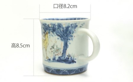 染錦鹿文 マグカップ 1点【谷鳳窯】[NAT006] 肥前吉田焼 焼き物 やきもの 器 うつわ 皿 さら