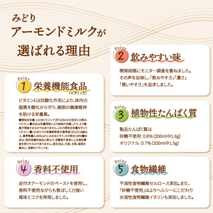 【隔月配送】みどりアーモンドミルク 砂糖不使用 1000ml×6入×2ケース（計12本） 隔月6回お届け定期便