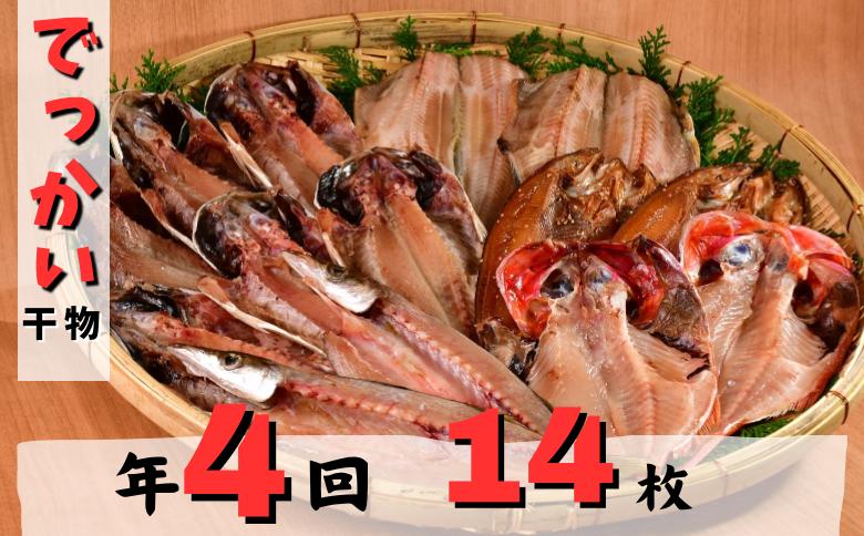 大島水産の「でっかい干物詰合せ定期便（年4回）」 あじ ほっけ 金目鯛 赤魚 開き ひらき ひもの みりん干し 定期便 冷凍 伊豆 ギフト 御歳暮 御中元