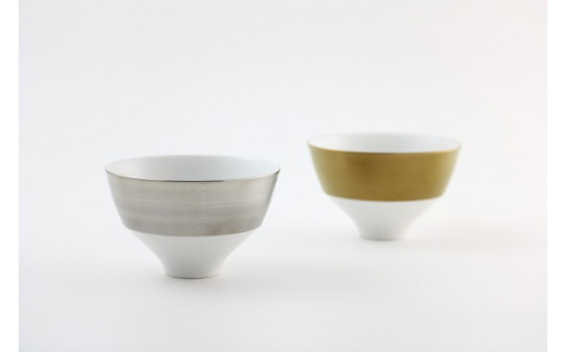 
[有田焼]段付飯碗 プラチナ＆ゴールド 各2個 計4個【ARITA PORCELAIN LAB】
