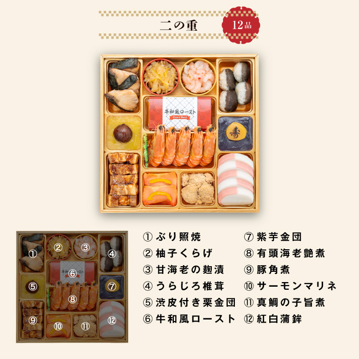 千賀屋謹製 2026年 迎春おせち料理 「慶壽」和風三段重 4～5人前 全41品　冷蔵_イメージ4