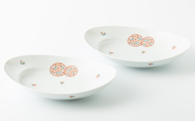 
            有田焼【其泉】オーバル皿 花だより2枚セット 賞美堂本店
          