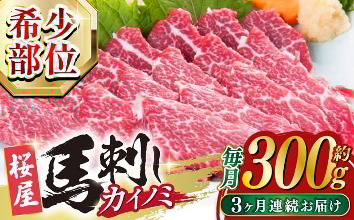 
            【全3回定期便】 【希少部位】馬刺し貝の身カイノミ300g 熊本 冷凍 馬肉 馬刺 ヘルシー 【山都町（桜屋）】 [YBW106]
          