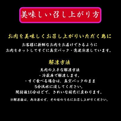 ふるさと納税 山鹿市 【毎月定期便】熊本馬刺し 赤身馬刺し400g全6回 |  | 02