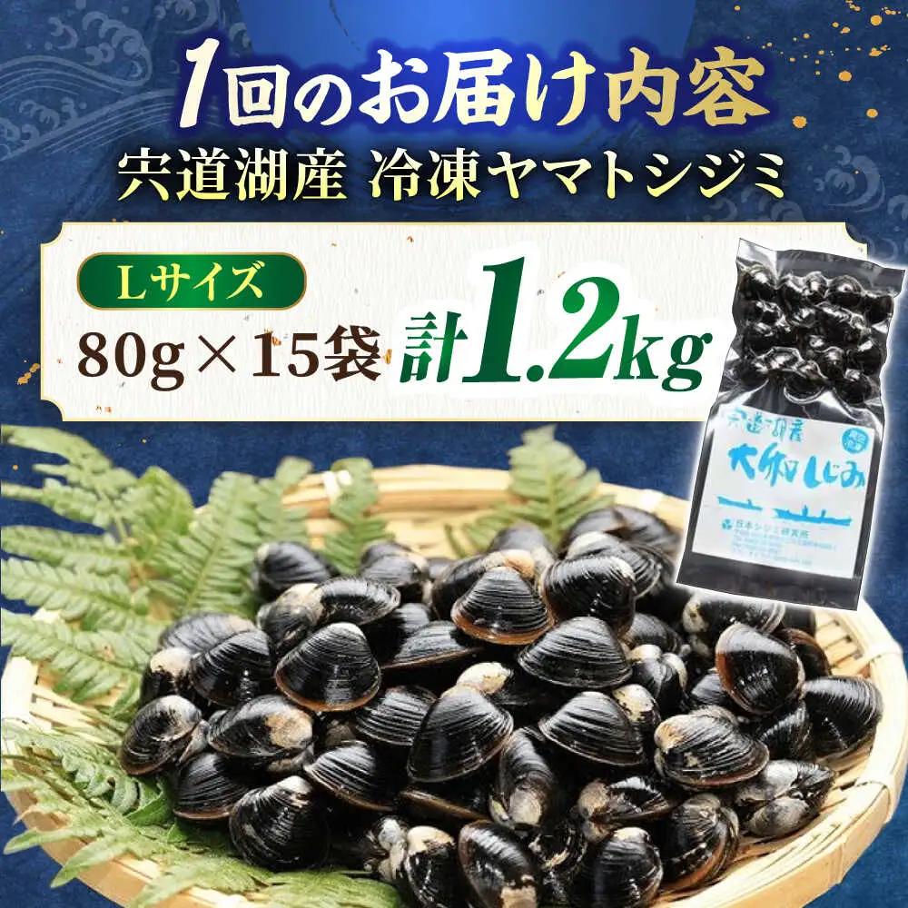 しじみ 【全3回定期便】生産量日本一！宍道湖産 ヤマトシジミLサイズ（真空冷凍） 80g×15袋 島根県松江市/有限会社日本シジミ研究所[ALBS006] しじみ しじみ