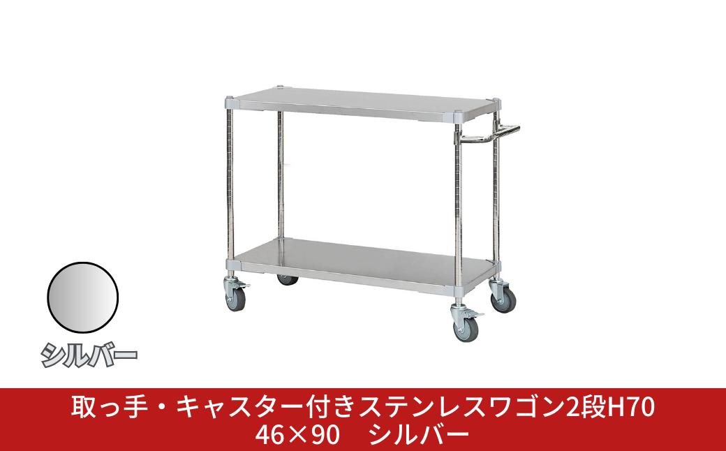 
            取っ手・キャスター付きステンレスワゴン2段H70 46×90 シルバー PROFACE プロフェイス 冷蔵 冷凍 クリーン 組立式 燕三条製 【286S002】
          