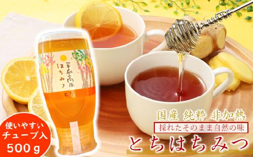 「国産 純粋 非加熱」平庭高原はちみつ（とち）500ｇ（チューブ入り）