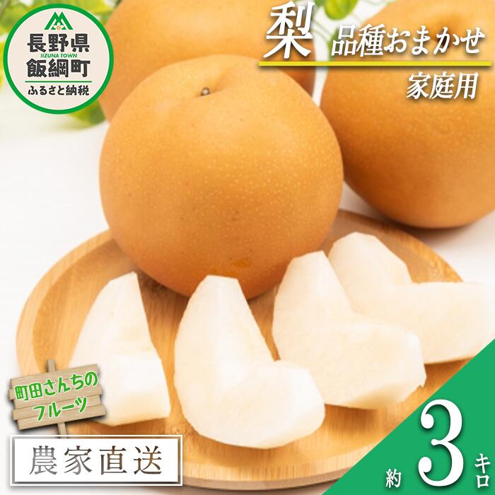 【ふるさと納税】 梨 家庭用 3kg （品種おまかせ） 配送先は本州限定 町田さんちのフルーツ 長野県 飯綱町 〔 なし ナシ フルーツ 果物 信州 長野 12000円 〕発送期間：2025年9月上旬〜2025年10月上旬