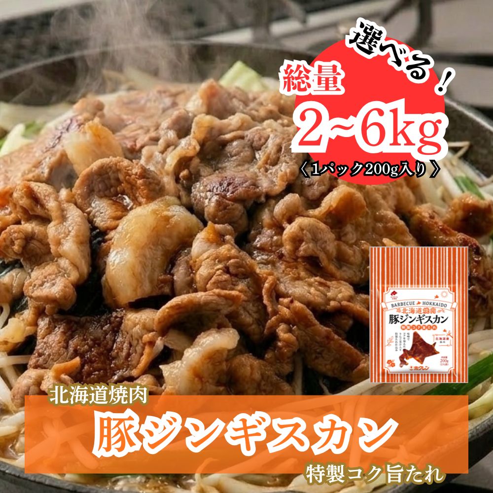 【ふるさと納税】北海道焼肉 豚ジンギスカン 選べる 数量 2kg - 6kg (200g×10-30パック)