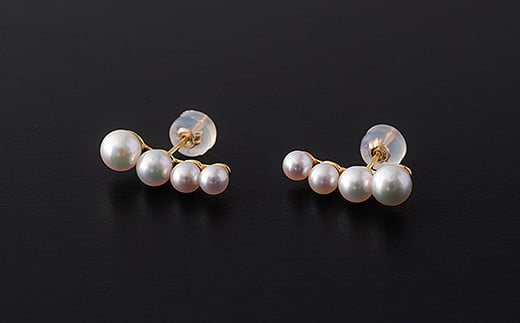 高級感！縦横2wayアコヤ真珠ピアス：C205-001