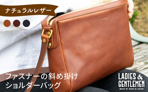 【ネイビー】ファスナーの斜め掛けショルダーバッグ《糸島》【LADIES&GENTLEMEN】 革製品 革鞄 カバン [ADK024-3]