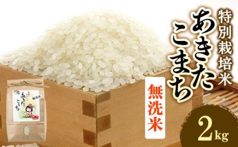 令和5年度産米　特別栽培米あきたこまち　無洗米2kg【配送不可地域：離島・沖縄県】