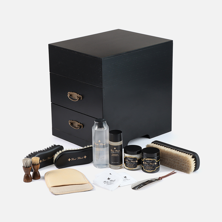 ＜Boot Black ＞木箱　日本製　シューケアセット一式