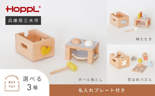 HOPPL（ホップル） スタッキングボックストイ ひこうき（型はめパズル） メッセージプレートA（名入れを希望しない）