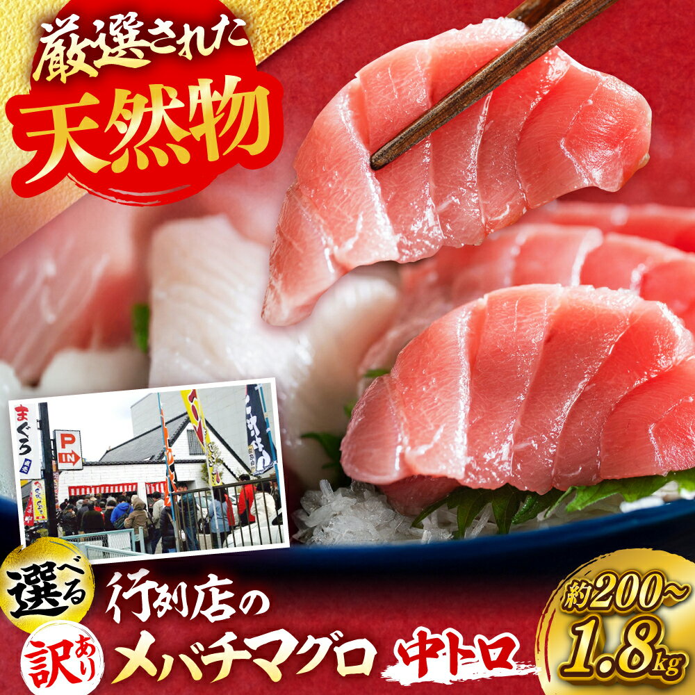 【ふるさと納税】【選べる内容量】天然 メバチマグロ 中トロ・訳あり 中トロ 計約200g/計約450g/計約900g/計約1.8kg【横須賀商工会議所 おもてなしギフト事務局（本まぐろ直売所 横須賀本店）】 冷凍 小分け まぐろ 鮪 マグロ 訳アリ わけあり [AKAK010] 1万円 10000円