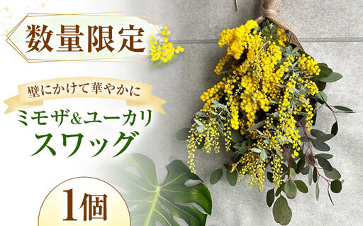 雑貨 ユーカリとミモザのスワッグ / ミモザ ユーカリ スワッグ ドライフラワー ブーケ 花束 花飾り インテリア雑貨 大阪府 / 大阪府藤井寺市/JamFlowerSalon [BLAW001]