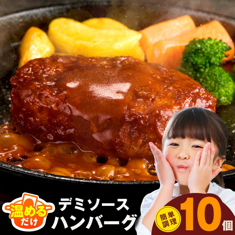 【ふるさと納税】ハンバーグ 140g 10個 デミグラスソース 簡単調理 小分け 個包装 本格鉄板焼き デミソース 牛肉 豚肉 冷凍 温めるだけ 湯せん 家族 一人暮らし お弁当 時短 惣菜 仕送り 大阪府 泉佐野市 送料無料 肉の泉佐野