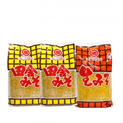
                  マルソエ　味噌3kg詰合せ(田舎みそ×2、生みそ×1)セット Z0-67_ 味噌 みそ 調味料 鹿児島県 枕崎市 【1748914】
                