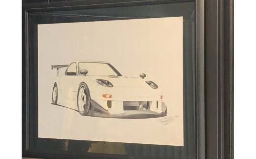ワールドチューニングアワード2006受賞のデザイナーによるカーデザインスケッチ（レンダリング）A3サイズ　額縁入り　TMD-01
