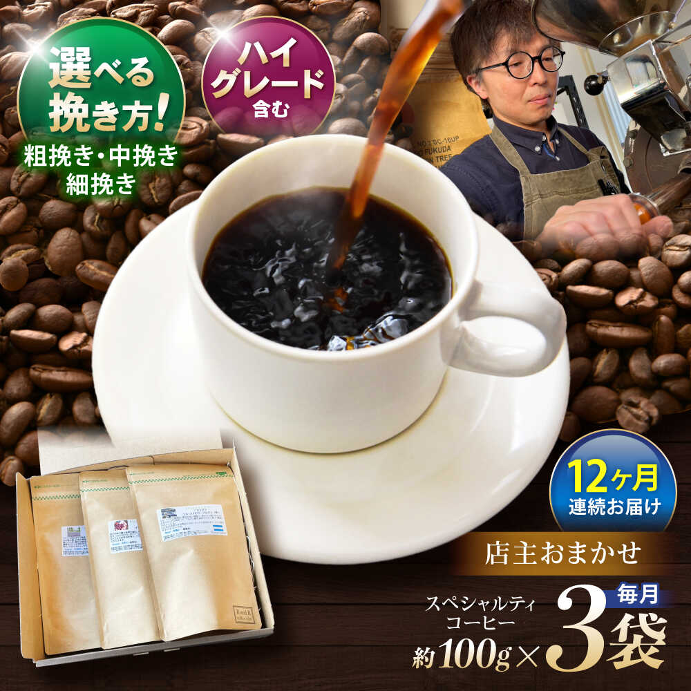 【ふるさと納税】【12回定期便】挽き方が選べます！自家焙煎ハイグレードコーヒーを含むおまかせセット(中挽き) / ハイグレードコーヒー ブレンド コーヒー 豆 中挽き / 諫早市 / R and R coffee labo [AHCJ037]