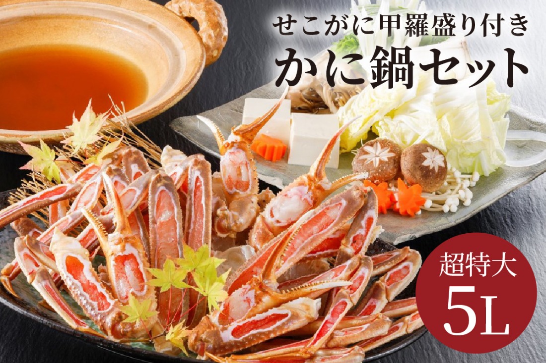 【かに鍋セット＆せこがに甲羅盛り付き】超特大ずわいがに ５Ｌサイズで圧巻の食べ応え／北畿水産 セット 夫婦セット 甲羅盛り付き ズワイガニ カニ 蟹 特大 鍋 鍋出汁 ふるさと納税 カニ鍋 ふるさと納税 カニスキ　HK00287