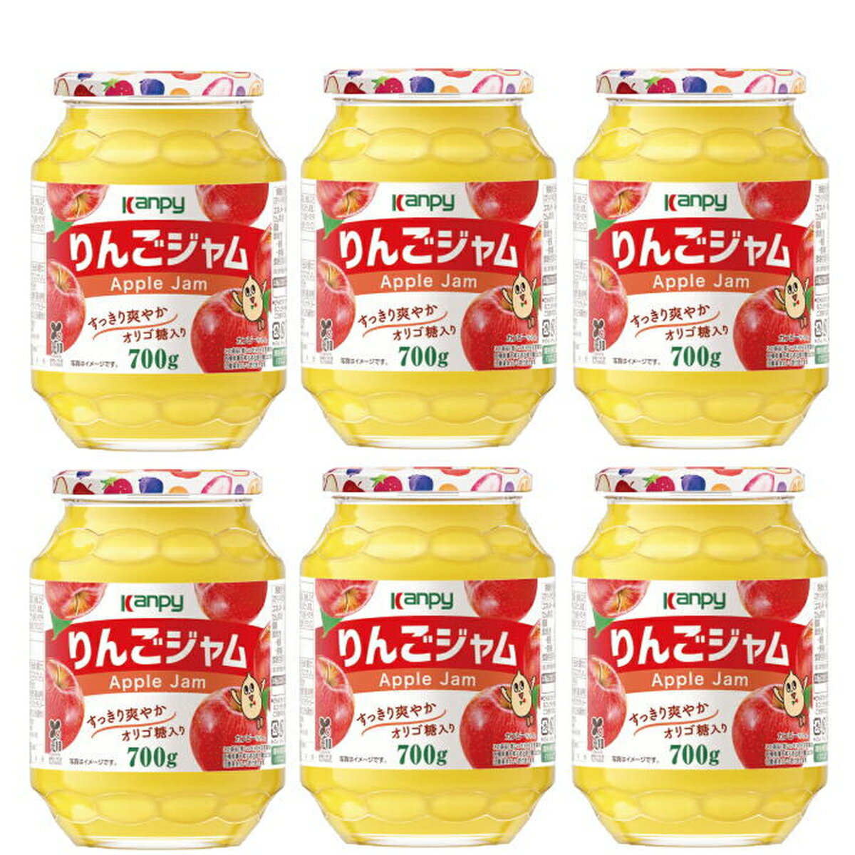 【ふるさと納税】カンピー　りんごジャム700g　1ケース（6本入） | 兵庫県 丹波篠山市 ギフト 朝食 果実ジャム フルーツジャム オリゴ糖配合 トースト ヨーグルト 家族向け まとめ買いに ダイスカット入り アップル りんご
