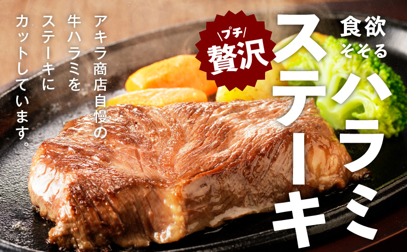 牛ハラミステーキ 総量 1kg 以上 ガーリックバター味【小分け 10枚 厚切りカット 牛肉 焼くだけ BBQ やきにく】 015B644