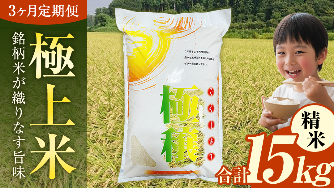 【 令和7年産 】 【 3ヶ月 定期便 】 極上ふるさと米 精米 5kg × 3回 ( 合計 15kg ) (茨城県共通返礼品 かすみがうら市) スピード 最短 7日 すぐ届く すぐ発送 スピード発送 早い 米 ごはん もっちり 甘い コメ お米 白米 コシヒカリ こしひかり あきたこまち にじのきらめき ミルキークイーン オールインワン米 [EX033sa]