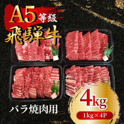 
            飛騨牛5等級 バラ焼肉用4kg(1kg×4P)　FTA276【1578287】
          