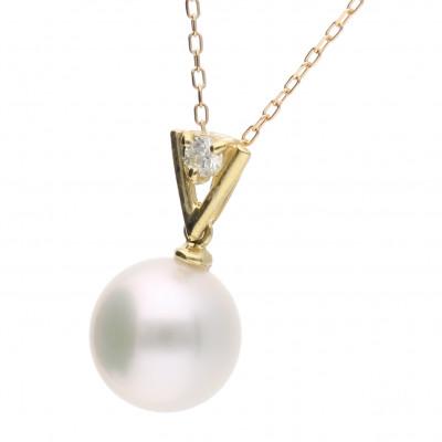 ふるさと納税 神戸市 【星影】無調色 アコヤ真珠 ダイヤモンド K18 イエローゴールド ペンダントトップ |  | 01