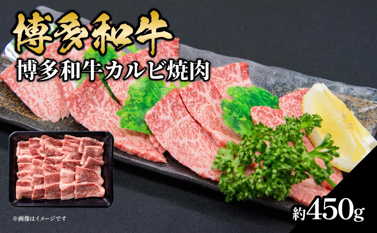 
            博多和牛カルビ焼肉 約450g 肉 お肉 博多和牛 和牛 牛肉 カルビ バラ 国産 2～3人前 冷凍 冷凍配送 使い切りサイズ 霜降り 絶品 濃厚 柔らかい ジューシー 焼肉 家族団らん 福岡県 八女市
          