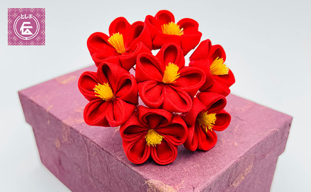 【豊島区伝統工芸】つまみ細工　紅梅簪