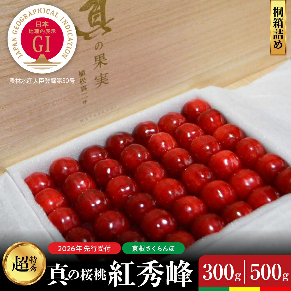 【ふるさと納税】2026年産 GI東根さくらんぼ 真の桜桃 紅秀峰 桐箱詰め ( 選べる : 300g / 500g ) 桐箱詰め / さくらんぼ サクランボ チェリー フルーツ 果物 くだもの 期間限定 大容量 冷蔵配送 先行予約 セット 箱入り 化粧箱 化粧箱入り 山形県 東根市