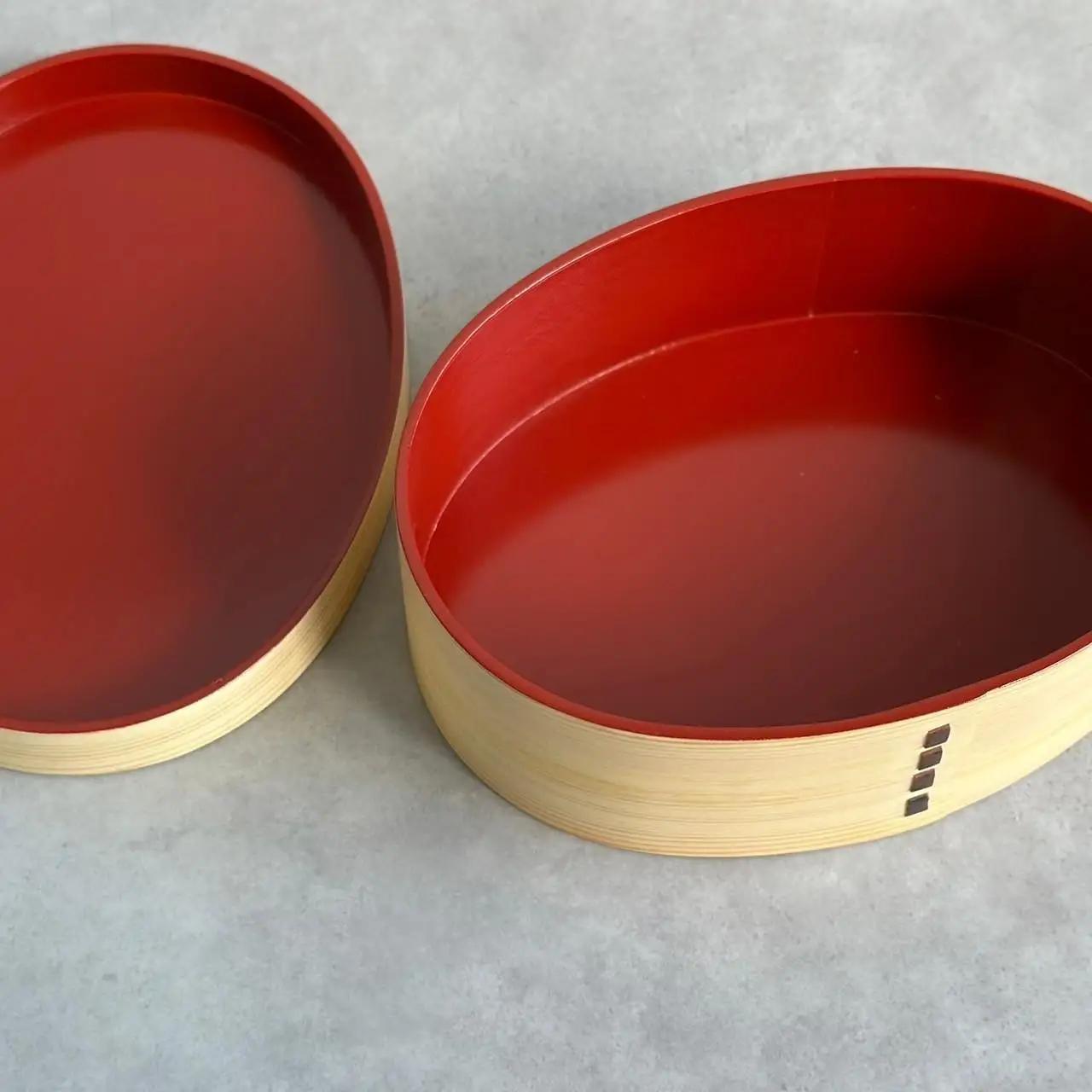 紀州漆器 曲げわっぱ 弁当箱 白木 内朱 伝統工芸［YS114］