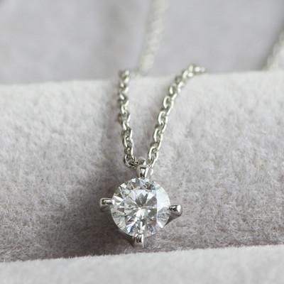 ふるさと納税 大津市 プラチナ900【0.2ct ラボダイヤモンドネックレス】4本たてづめ 未来の輝き 一粒ペンダント