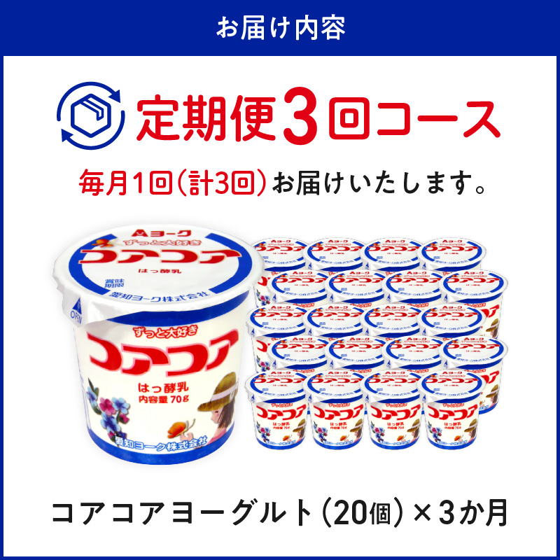 【3ヶ月定期便】愛知ヨーク　コアコアヨーグルト　20個入