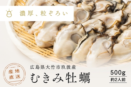 [2026年1月8日より発送！] くばおう むきみ牡蠣 500g (約2人前) 広島県 大竹市 玖波産｜生食用 かき 大粒 生がき 生ガキ 鍋 炊き込みごはん カキフライ 貝 シーフード オイスター 海鮮 魚介類 濃厚 おおたけカキ 特大サイズ 宮島 瀬戸 国産 産地直送 先行予約 [1877]