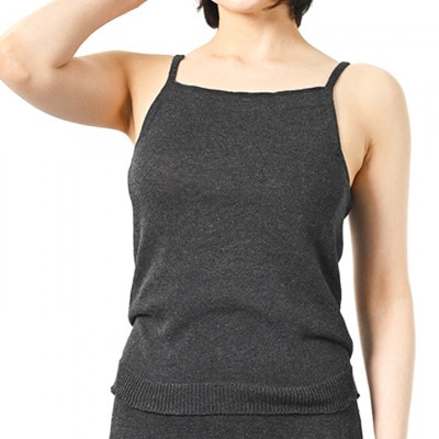 日本製 オーガニックコットン ゆるふわ キャミ S-M 無縫製 チャコール (6661-7356)