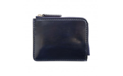 ミニ財布[イタリア産高級レザー]コードバン使用 (全4色) (カラー：ネイビー)