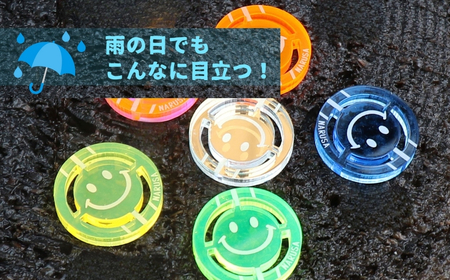 NARUSA ニコちゃんゴルフマーカー ≪イエロー≫ 蛍光アクリル ゴルフボールマーカー 見つけやすい 見失わないマーカー ゴルフ ゴルフ用品 ゴルフコンペ ゴルフマーカー gmk-004ye 愛知県