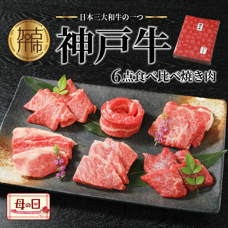 【ふるさと納税】＼母の日／★選べる発送月★自社牧場直送神戸牛6点食べ比べ焼肉(600g)《 国産 焼肉 食べ比べ 牛肉 霜降り ロース ハラミ 三角バラ カルビ セット 詰め合わせ 選べる 選べる発送月 贈答用 ギフト 贈り物 》
