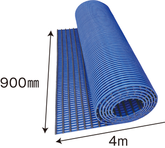 安全スノコマット　900mm×4M　ブルー ／ 樹脂製 下駄箱 お風呂場 ベランダ テラス 樹脂製マット 高耐久 ソフトな感触 素足にやさしい 水はけ 水回りにも最適 千葉県