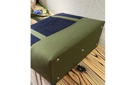 【2026年6月上旬発送開始】【 AKIRA オリジナル】【マツコの知らない世界 で紹介されました！】大きなトートバッグ レディスショルダータイプ 濃紺デニム×カーキ帆布 A4対応 大きい 大容量 軽