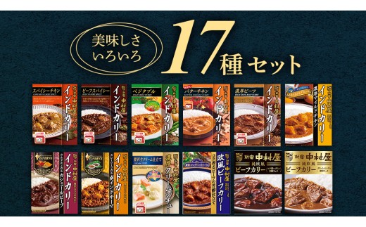 新宿 中村屋 レトルト 食べ比べ セット ( Bセット 17種 ) 人気 詰合せ 洋食 時短 カレー インドカレー ビーフカレー 欧風カレー 数量限定 贈答品 保存用 ストック用 非常用 老舗 レンチ