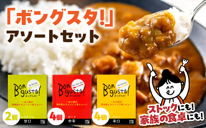 一皿の贅沢！料理長が作ったレトルトカレー「ボングスタ！」3種詰め合わせ10個セット　愛媛県大洲市/ラヴィーナ姫路 [AGAM002]レトルトカレー カレーライス ランチ キーマカレー チキンカレー ビーフカレー ご当地カレー ポークカレー カレーうどん レトルト食品 保存食 非常食