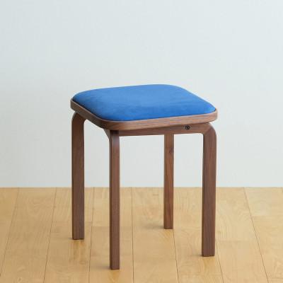 ふるさと納税 府中市 府中市の家具　コッコスツール　ウォールナット材/生地:ラムース(マリンブルー)(組み立て式)
