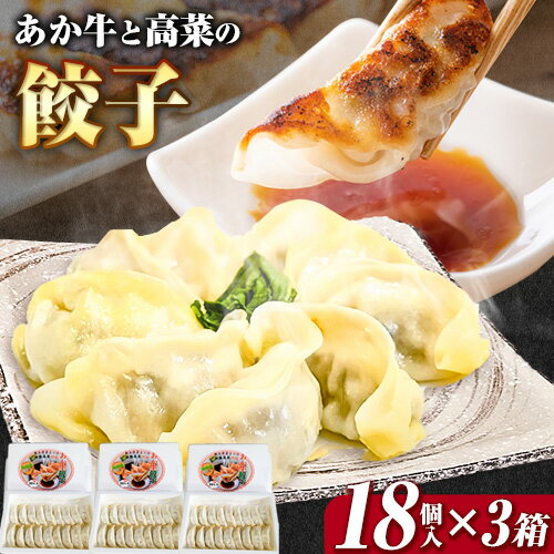 【ふるさと納税】あか牛と高菜の餃子 18個入り×3箱 南阿蘇物産センター《30日以内に出荷予定(土日祝除く)》熊本県 南阿蘇村 肉 牛 うし 牛肉 あか牛 高菜 たかな 餃子
